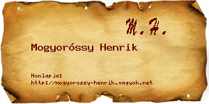 Mogyoróssy Henrik névjegykártya