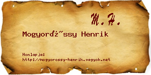 Mogyoróssy Henrik névjegykártya
